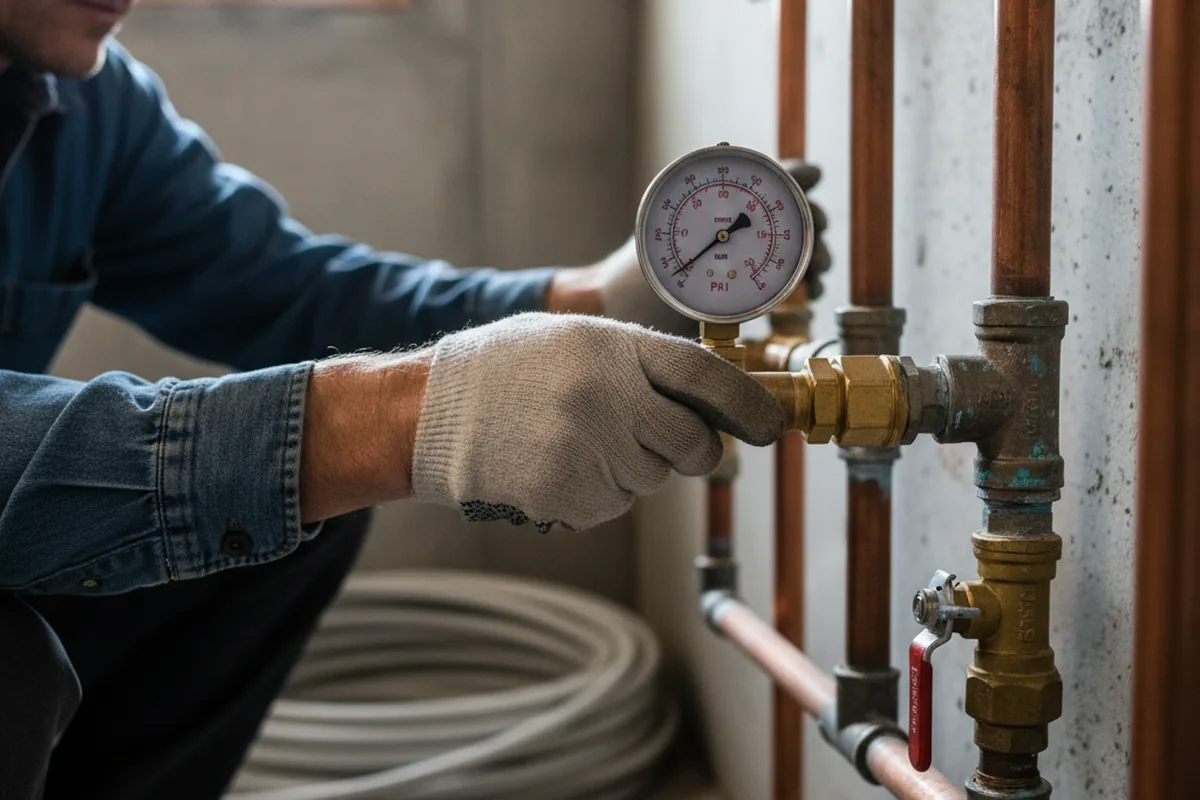 Pressure testing a repaired line during Water Line Repair in Shokan